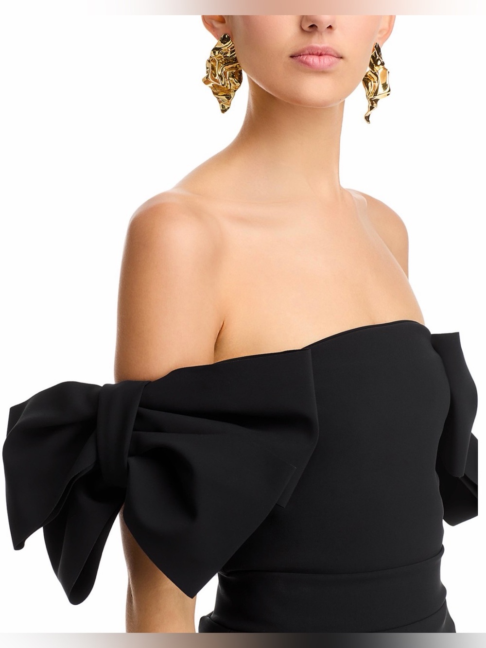 Chiara Boni Black One-Shoulder Top with Tied Sleeve Detail - Picture 4 of 7
